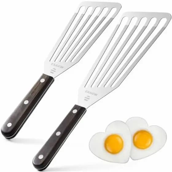 Espátula De Peixe De 2 Pacotes De Aço Inoxidável , Metal Flexível Perfeita Para Virar Ovos , Hambúrgueres E Assar , Vira