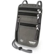 Carteira HERO Neck-Porta-Passaporte Com Bloqueio De RFID , Bolsa De Viagem Fácil De Ocultar (Cinza Exército)