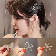 Único Coreano Novo Delicado Todos Os Dias Diamante Incrustado Pérola Nota metal Franja Clipe Lateral Ornamento De Cabelo