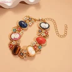 Pulseira De Esmalte Retrô DALTON , Acessórios De Joias De Resina Barroca , Flor Étnica Clássica Mão Feminina