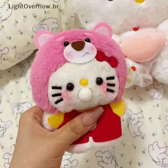 LOF Sanrio Anime Boneca De Pelúcia Hello Kitty Criativo Recheado Spit Bolhas Gravação DIY Material Bolsa Desenhos Animad