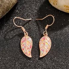 Rosa Ouro Cor Folha Pingente Brincos Feminino Diário Wearable Acessórios Frescos Graciosos Mulheres Adolescentes Meninas