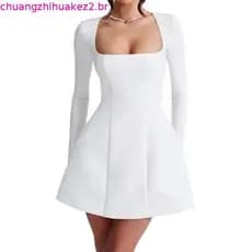 Diyun elegante vestido de noite de manga comprida High-End saia curta vestido roupas femininas 2026 outono inverno indep