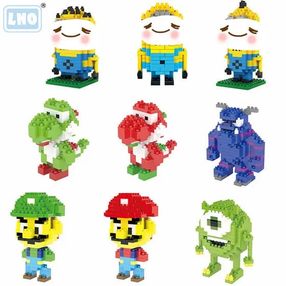 Blocos De Construção Desenho Animado Anime Minions Mario Brinquedo Infantil Boneca 001-009