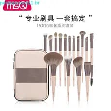 MSQ/MSQ 15 Pcs Leite Café Conjunto de Pincéis de Maquiagem Profissional Pincel de Pó Solto Nariz Sombra Contorno Pincel