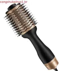 Escova de ar quente, modelador de cachos para uso em cabelos molhados e secos, escova secadora de cabelo com íons negati