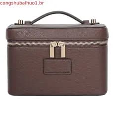 Bolsa de Maquiagem de Couro Grande Impermeável para Viagem com Organizador, Estojo de Cosméticos Premium