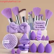 Conjunto de 40 Pincéis de Maquiagem Profissional para Mulheres, Pincéis para Base, Ferramentas, Esponja para Apl