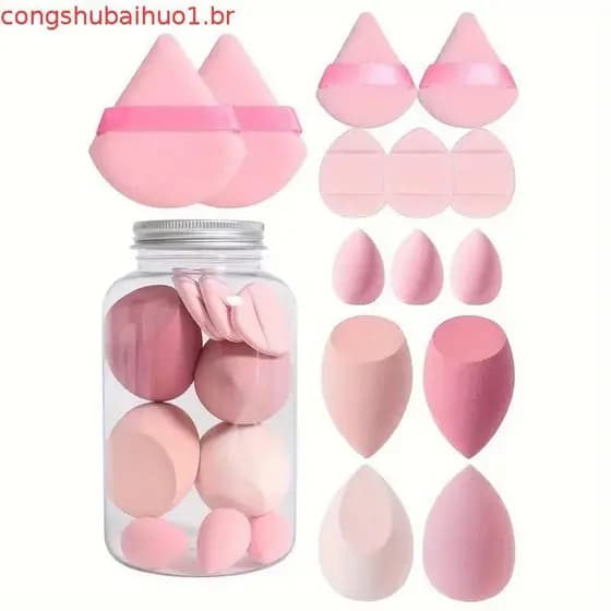 Conjunto de 7/12/14 peças de esponjas de maquiagem super macias, esponja triangular para pó, uso úmido/seco, esponja em