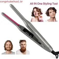 Nova 2 Em 1 Profissional Chapinha Para O Cabelo Curto Curling Ferro Alisador De Cabelo Led Alisador De Cabelo Barba Cer