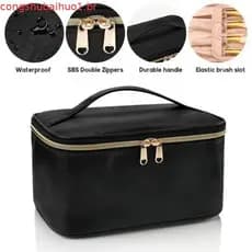 Bolsa de Maquiagem de Viagem, Bolsa de Cosméticos Portátil com Organizador de Pincéis de Maquiagem, Estojo de Maquiagem