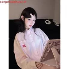 Início do outono novo estilo estilo coreano solto dopna listrado csa de manga comprida feminina comprimento médio