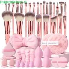 HGHDBT Conjunto De Pincéis De Maquiagem Rosa 70 Unidades Kit Profissional Ferramentas Multifuncional Com Estojo Acessóri