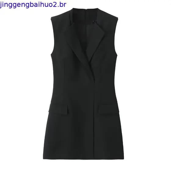 ZA Vestido curto feminino elegante temperamento mais fino e confortável com almofada de ombro 9102797 800