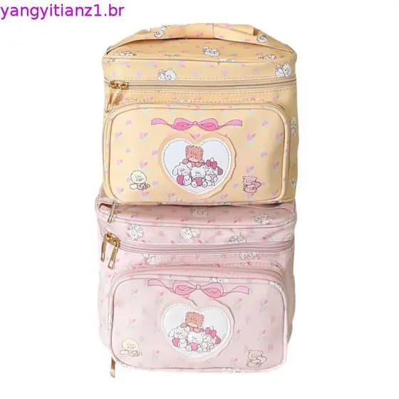 Bolsa Maquiagem Feminina Princesa PU Grande Capacidade Necessaire Portatil Rosa Doce Estilo Livre