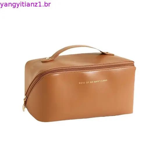 Bolsa de maquiagem portátil de alta qualidade em PU espessado multifuncional, ideal para viagens e armazenamento