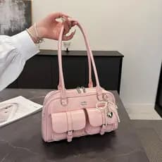 ⭐ Nova bolsa de bowling feminina, estilo coreano simples, de grande capacidade, com múltiplos bolsos para armazenamento,
