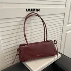 Bolsa De Ombro Umir , Feminina De Cor Sólida De Pu Macio , Com Nas Axilas Nó