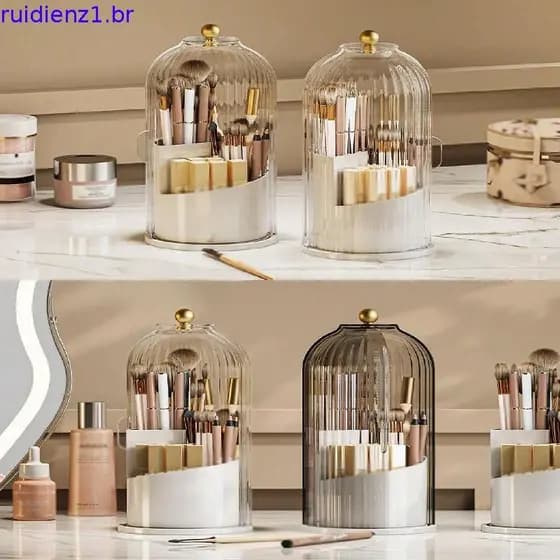 Suporte para Pincéis de Maquiagem GAXmi com Tampa, Caixa de Armazenamento de Ferramentas Cosméticas, Armazenamento de Pi