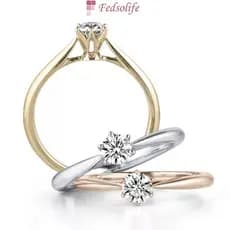 [Anel Fedsolife] Moissanite Seis Garras Proposta de Ouro Branco Estilo Coreano Noivado Feminino