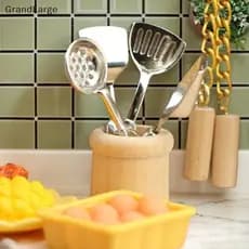 [GrandLarge] 1 Conjunto 1/12 Casa De Bonecas Simulação Em Miniatura Espátula Colher Boneca Utensílios De Cozinha Decoraç