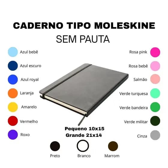 promoção caderneta Tipo Moleskine 14x21 ou 10x15cm Sketchbook Sem Pauta