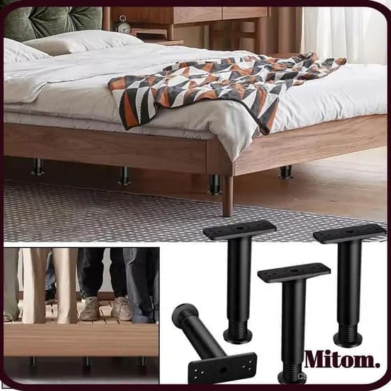 MITOM 1 Peça Pernas De Suporte , Perna De Cama Retrátil De 15-35 Cm , Base Ajustáveis Com Estrutura Em T De Ferro