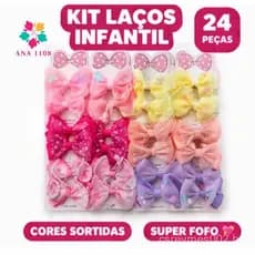 Kit Laços Infantil 24 Peças Coloridos Presilha Cabelo Menina Acessórios Criança-INLIS ANA BAZAR