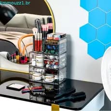 Clear Acrylic Makeup Organizers for Vanity,Countertop,3 Pack Make up Drawer Organizer With Makeup Brush Holder,Plastic S