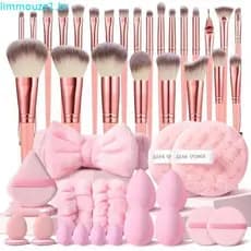 HGHDBT Conjunto De Pincéis De Maquiagem Rosa 70 Unidades Kit Profissional Ferramentas Multifuncional Com Estojo Acessóri
