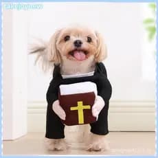 [takejoynewBR] Fantasias Engraçadas De Cosplay De Gato De Halloween Jesus Freira Cruz Bíblia Roupas Para Animais De Esti