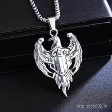 Colar Masculino de Aço Inoxidável 30 com Pingente de Escudo de Águia Retro e Personalidade