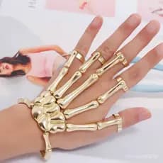 Punk Gótico Crânio Pulseira Mão Osso Pulseiras De Metal Flexível Pulseiras Mulheres Homens Partido Boate Hip Hop Jóias