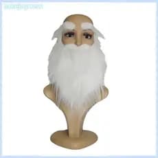 [takejoynewBR] Adereços De Desempenho De Festa Papai Noel Barba Branca Sobrancelhas Brancas Conjunto Halloween Tbr