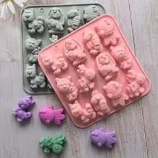 12-Cavidades Desenho Animado Molde De Silicone Em Forma De Animal Chocolate Pudim Sobremesa Geléia Para Bolos