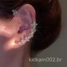 Clipe de orelha pendurado com folha de zircônia, sem orelhas furadas, estilo legal, clipe de osso de orelha de diamante