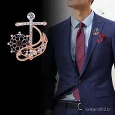 Moda Na Âncora Leme Broche Crachá Strass Corsage Broches Para Homem Mulher Presente De Formatura