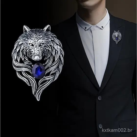 Europeu Americano Clássico Retro Lobo Broche Masculino Personalizado Jaqueta Terno Corsage Animal Pino