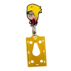 Kit Porta Crachá Retrátil Personalizado Personagem Deidara - Naruto + Porta Cartão Amarelo