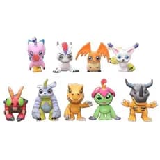 Kit com  Bonecos Digimon Agumon, Patamon, Gatomon, Palmon, Tentomon, Biyomon, Gabumon, Gomamon e Veemon