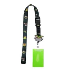 Kit Cordão Pescoço com Fecho Engate Rápido + Porta Crachá Retrátil Yoda Nave + Porta Cartão Verde