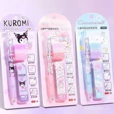5 Estilos Kawaii Sanrio Mymelody Kuromi Cinnamoroll Pochacco Lápis Mecânicos Com Recargas De Borracha Conjunto De Automá