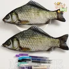 [Guudu] Bolsa De Papelaria Em Formato De Peixe-Material De Escritório Escolar-Para Estudantes-Organizador De Itens Criat