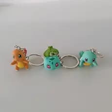 Conjunto de 3 peças de chaveiros Pokémon de 5cm, brinquedos de figuras de anime do Pikachu, pingentes de chaveiro fofos