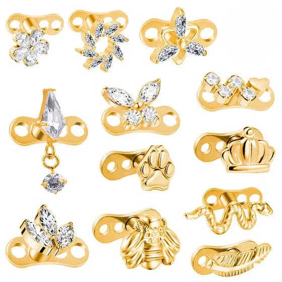 F136 Titanium Helix Labret Piercing Conch Skin Grafting Nail Dermal Anchor Superfície Do Corpo Jóias Zircon Perfuração E