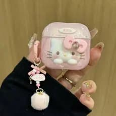 Capa protetora para AirPods Pro3, com um lindo laço da Hello Kitty, Bluetooth sem fio, compatível com AirPods 4/1ZGI.