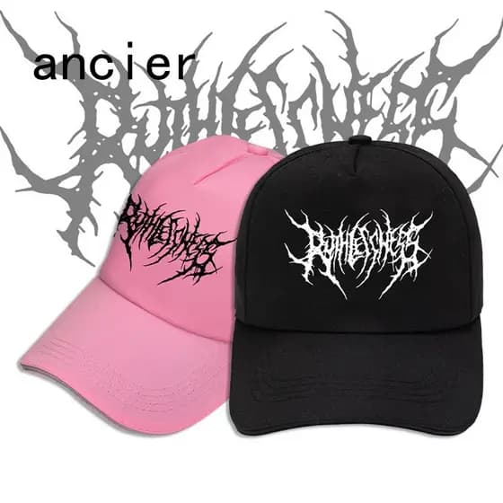 Boné de Beisebol Ajustável Bordado Estilo Gótico Punk Masculino Fancier, Boné Esportivo Preto Puro, Boné Hip-Hop Feminin