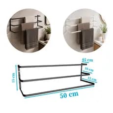Suporte Porta Toalha de Banho Estilo Industrial Triplo