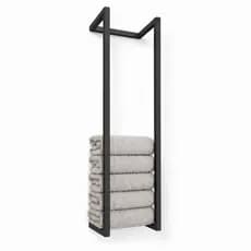 Suporte para Toalhas de Parede Estilo Industrial Preto, Branco e Dourado