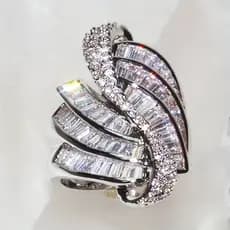 Anel Simples de Zircônia em Prata Esterlina, Joia Elegante, Presente de Casamento para Mulheres ZZVV